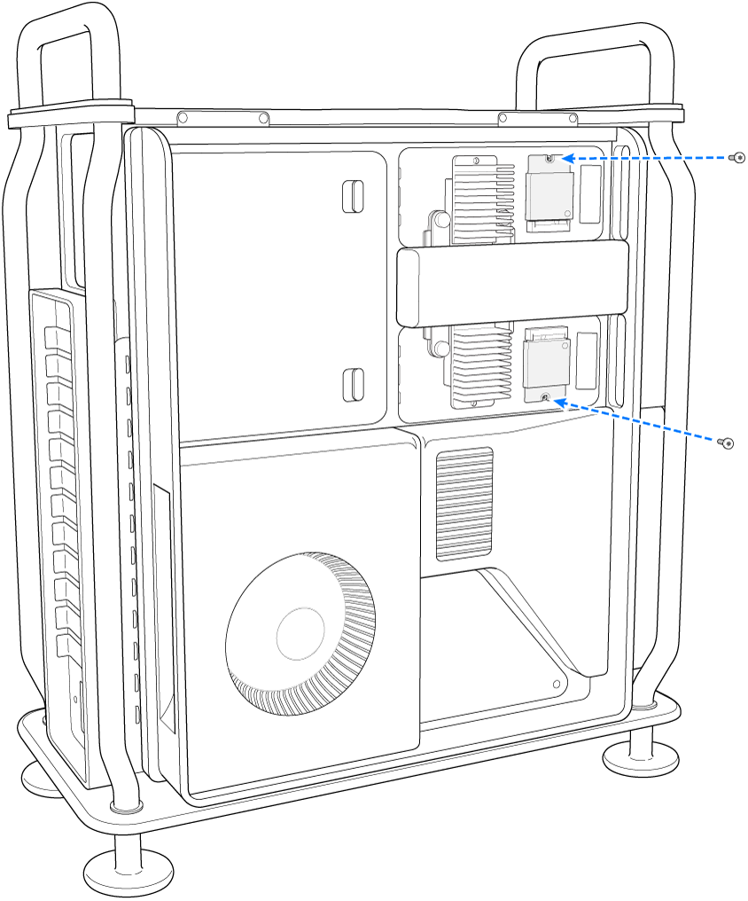 Dos tornillos que se instalan en los módulos SSD.