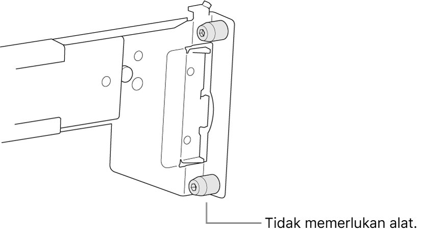 Rangka rel yang dapat dipasang pada rak berlubang persegi.