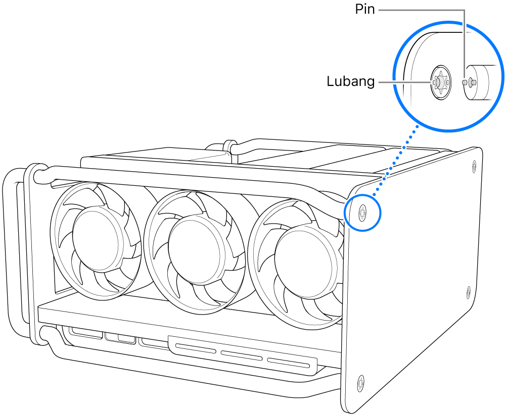 Menyejajarkan pin dengan lubang.