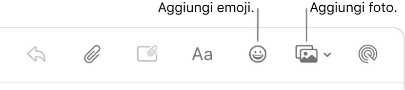 Una finestra di scrittura che mostra i pulsanti di emoji e foto.