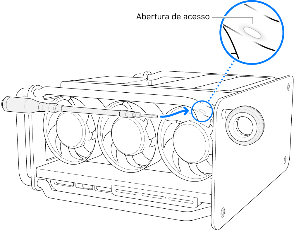 Alinhar a chave com a abertura de acesso.