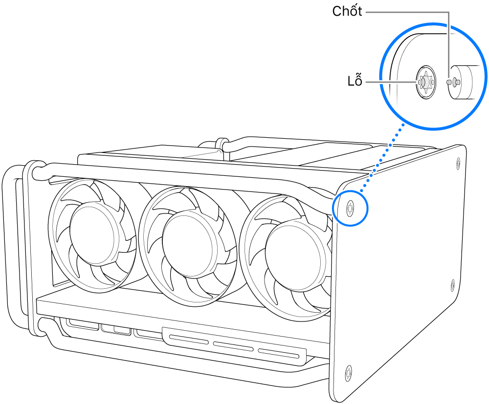 Đang căn chỉnh các chốt với các lỗ.