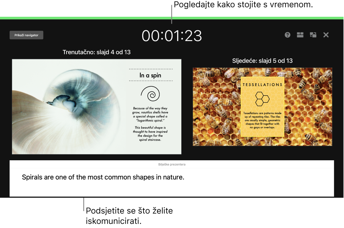 Prozor aplikacije Keynote prikazuje značajku Isprobaj slideshow.