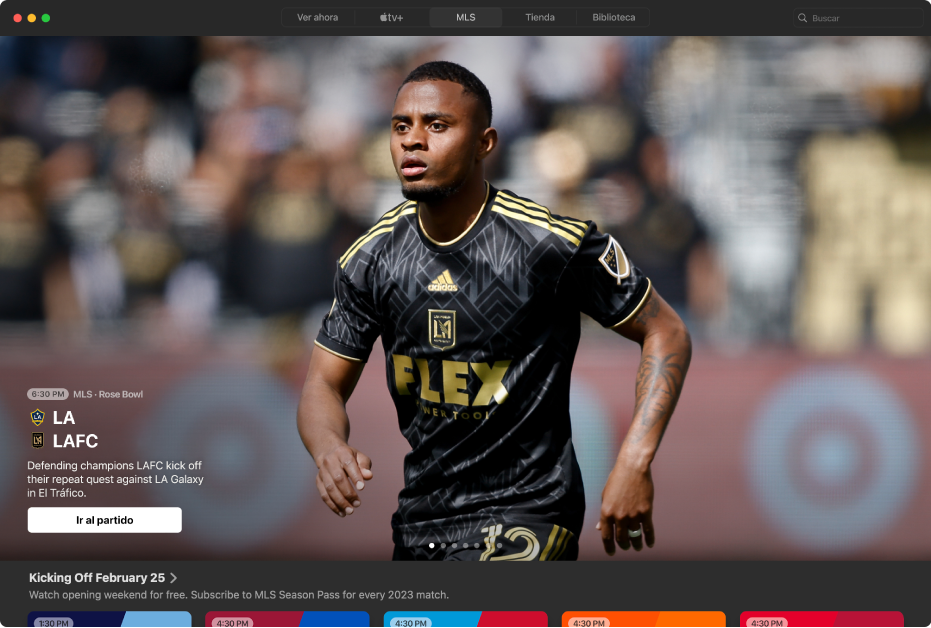 Pantalla mostrando MLS Season Pass