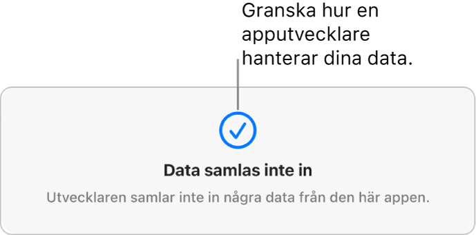 En del av huvudsidan i Mac App Store som visar integritetspolicyn för den valda appens utvecklare.