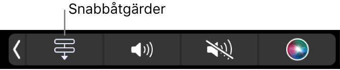 Snabbåtgärdsknappen i Touch Bars Control Strip.