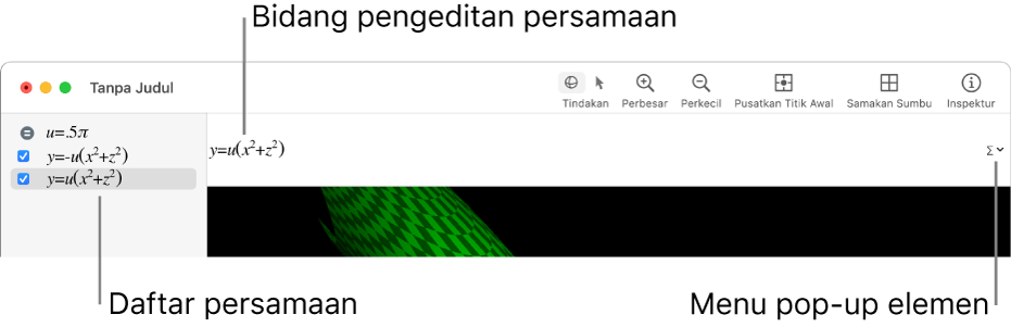 Persamaan yang dipilih di Grapher.