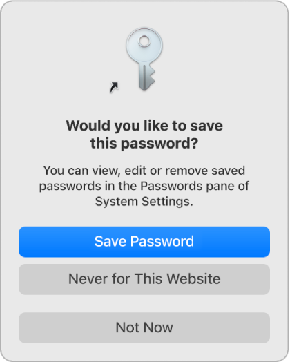 Dialogue asking if you want to save your password.