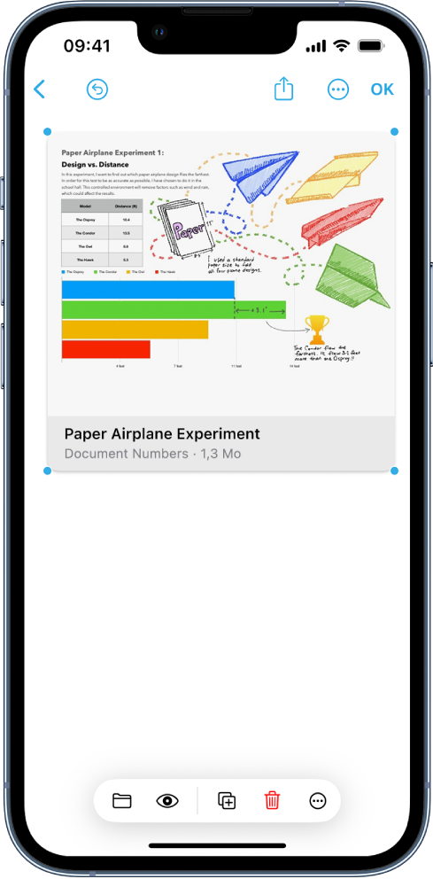 Une carte avec une feuille de calcul Numbers en lien et les outils de mise en forme visibles.