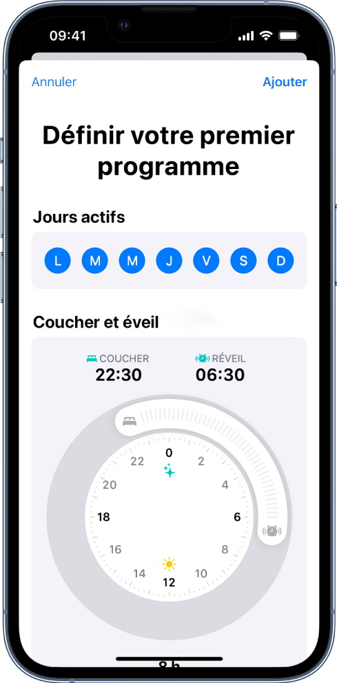 L’écran « Définir votre premier programme ».