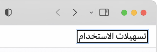 مؤشر التعليق الصوتي -مخطط مستطيل داكن- مركّز على كلمة "إمكانية الوصول" على الشاشة.