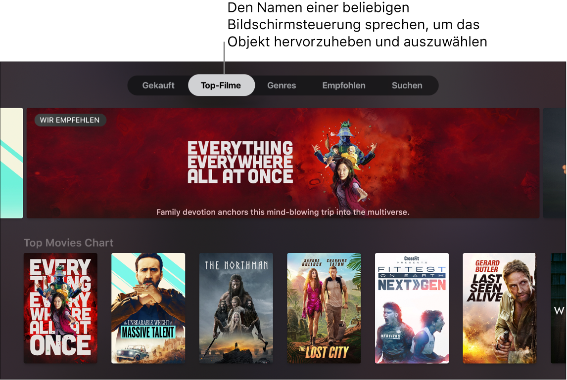 iTunes Movies Store mit Anfragen, die gesprochen werden können