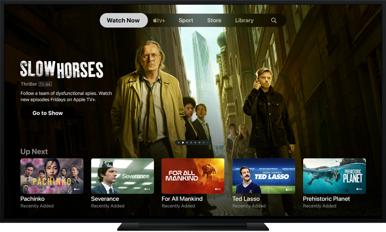 An Apple TV showing the Apple TV app