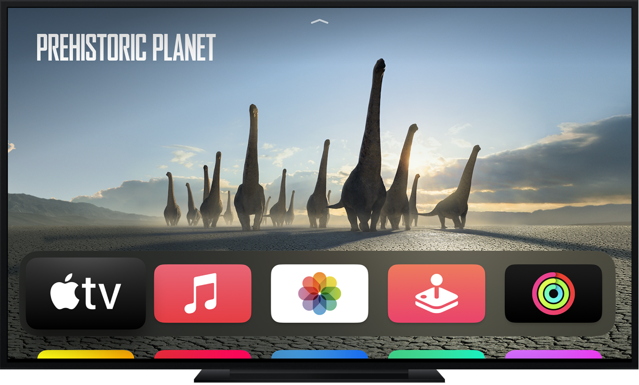 An Apple TV showing the Home Screen