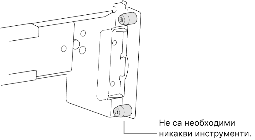 Монтажна релса, която съответства на рафт с квадратни отвори.