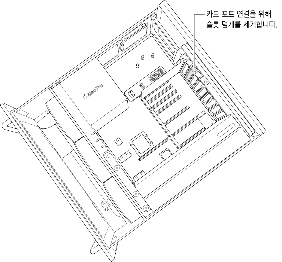 슬롯 덮개가 제거됨.