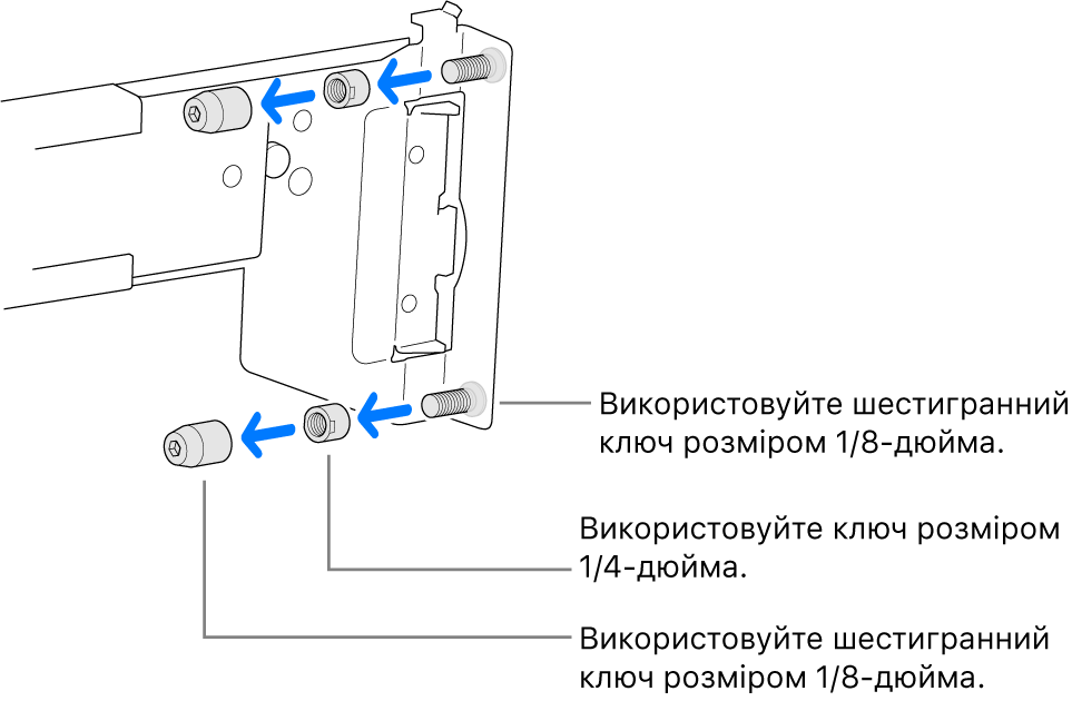 Рейкова збірка для монтажу в стелаж із різьбовим кріпленням.