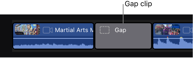 A blank gap clip between two video clips in the primary storyline.