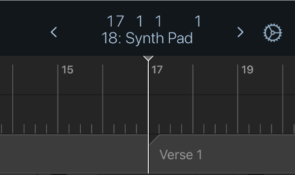 Figure. Ruler, playhead and marker underneath the control bar display.