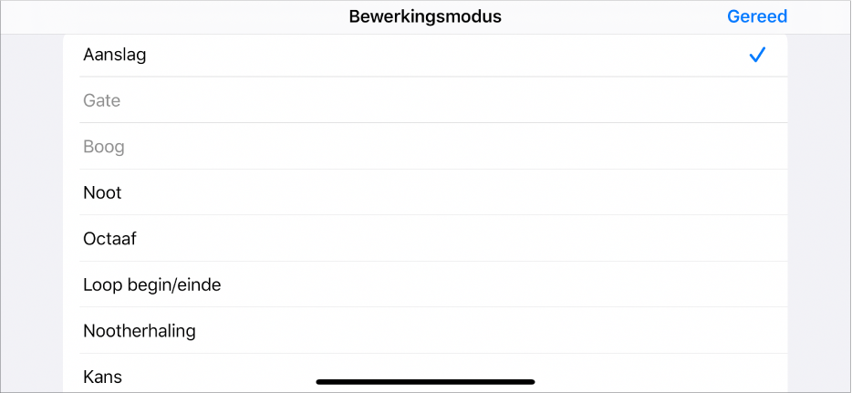 Subrij met het menu 'Bewerkingsmodus'.