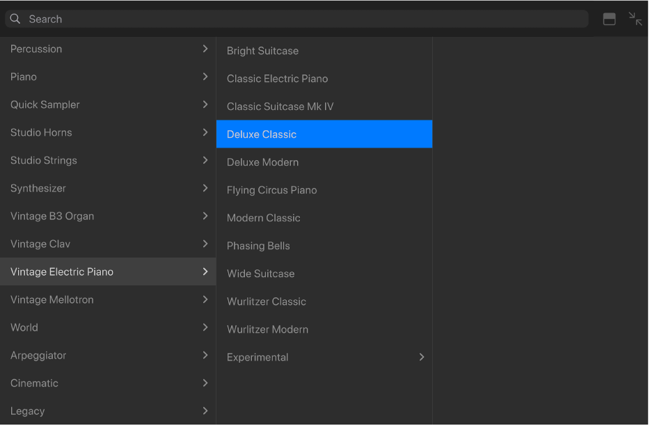 Figure. Library showing patch category and patch selected.