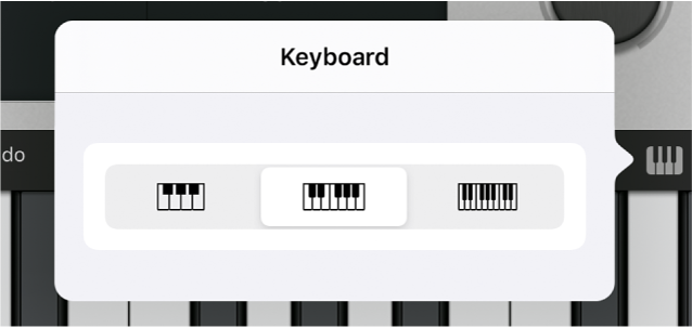 Figure. Keyboard Size pop-up menu.