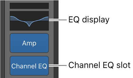 Figure. Callouts showing an EQ display and Channel EQ slot.