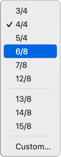 Figure. Time signature in the LCD selected, ready to enter a new value.