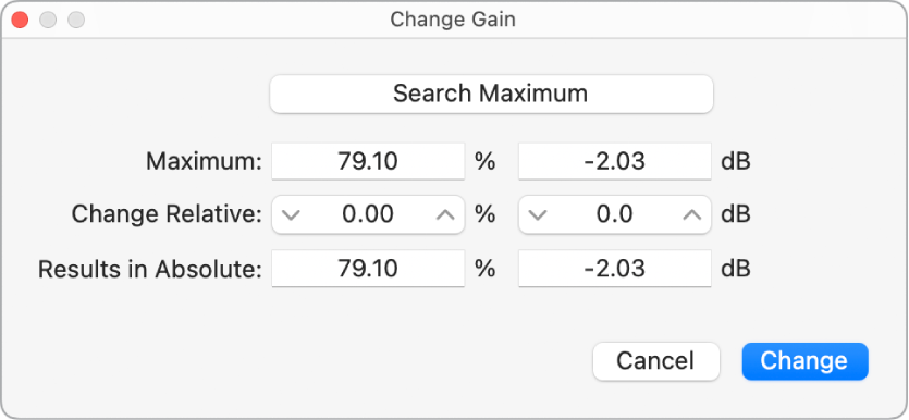 Figure. Change Gain dialog.