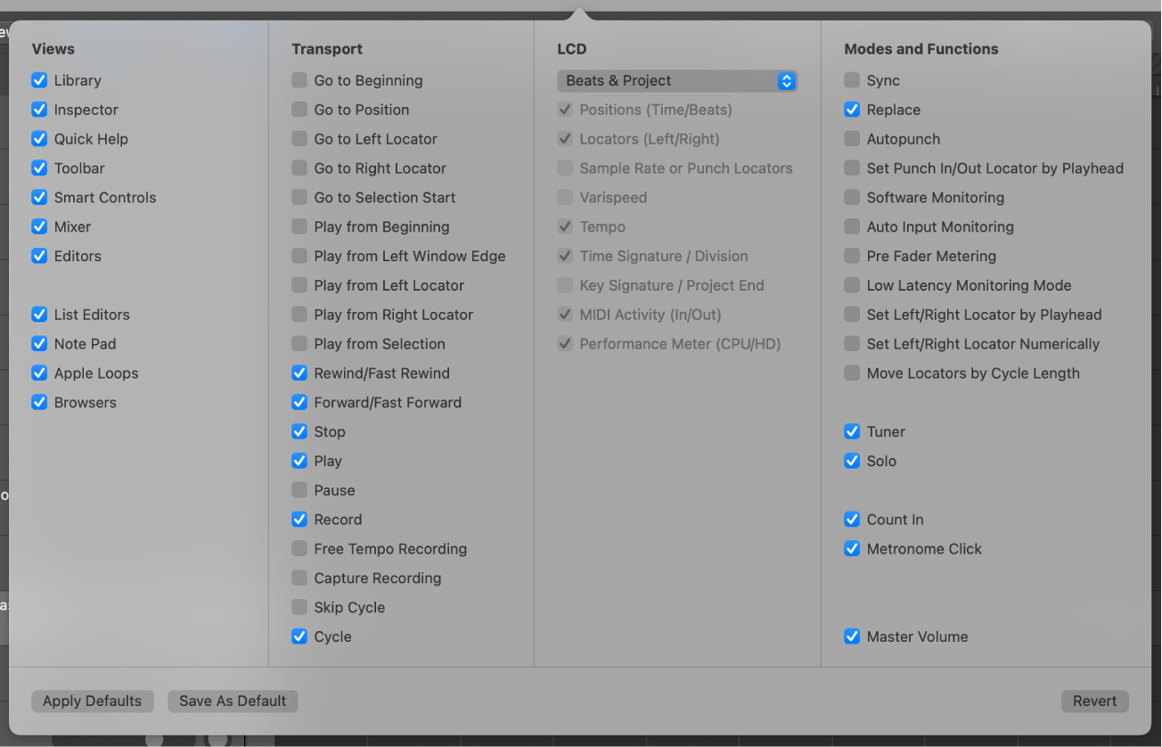 Figure. Customize Transport dialog.