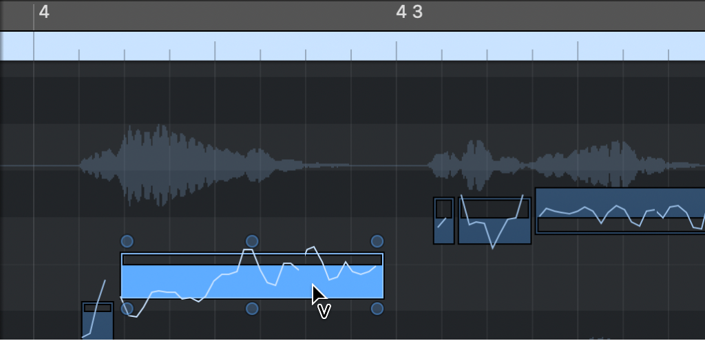 Figure. The Volume tool in the Audio Track Editor.