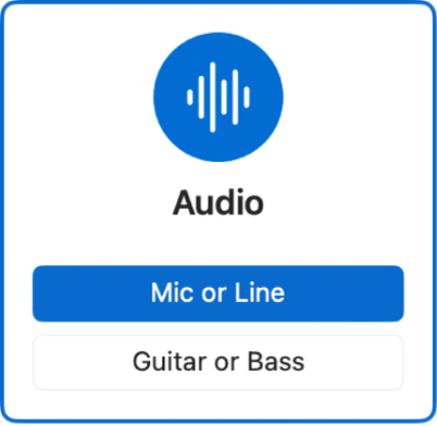 Figure. Selecting an Audio icon in the New Tracks dialog.