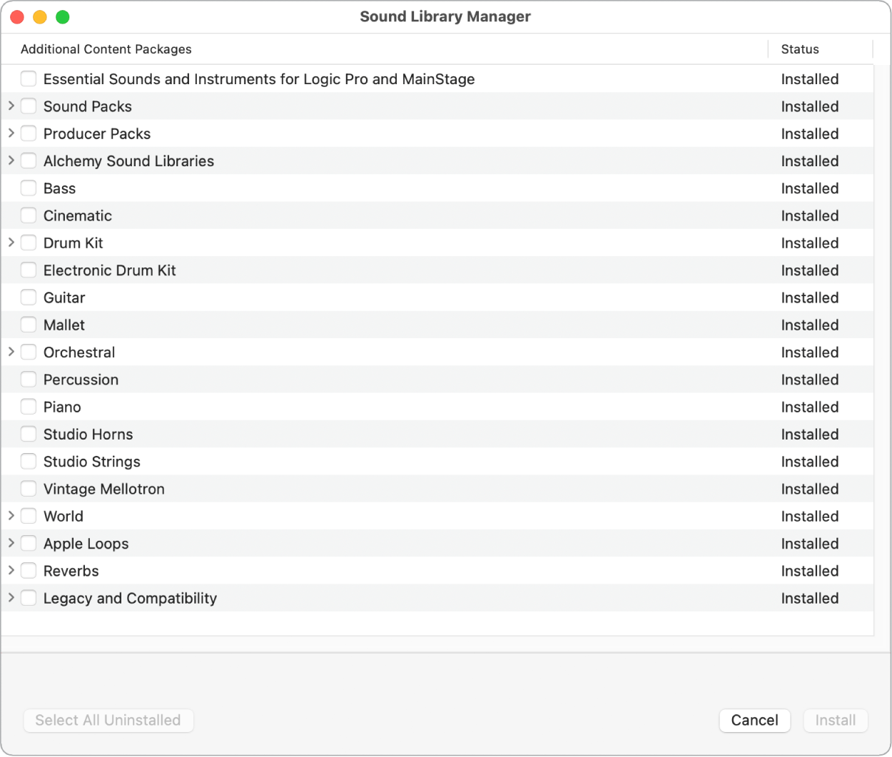 Figure. The Download Additional Content window.