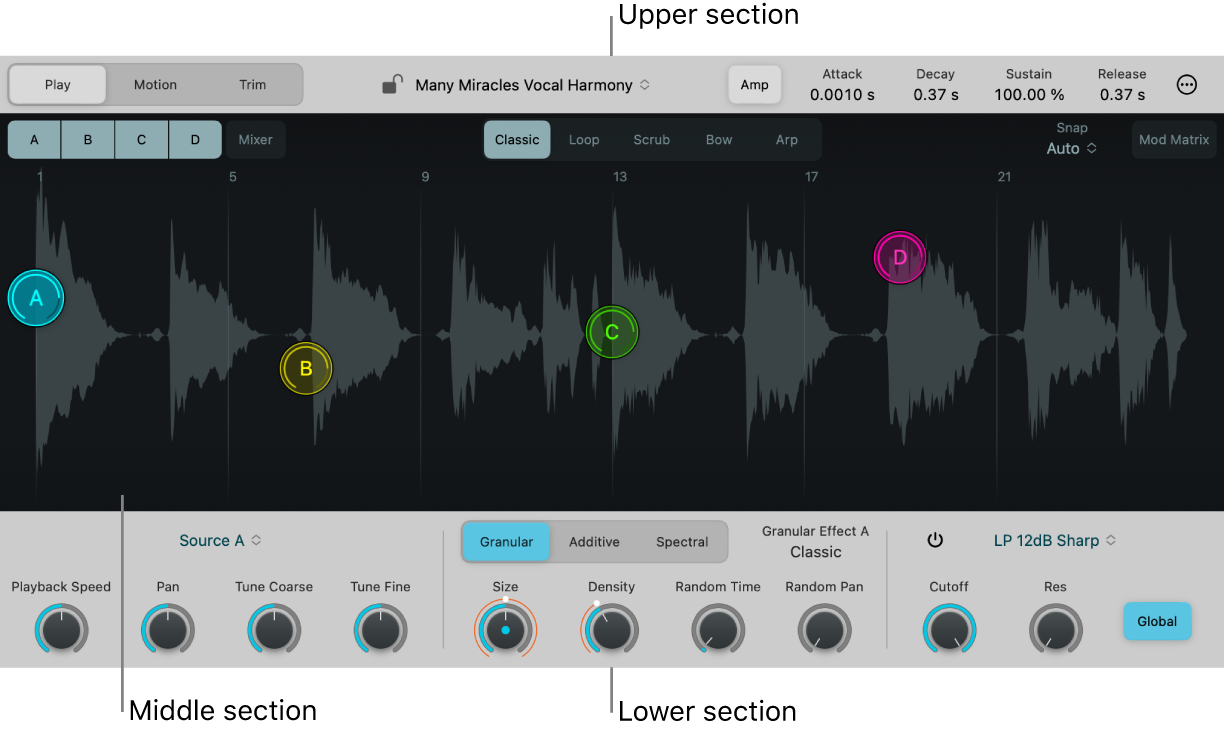 Figure. Full Sample Alchemy interface, showing all parameters.