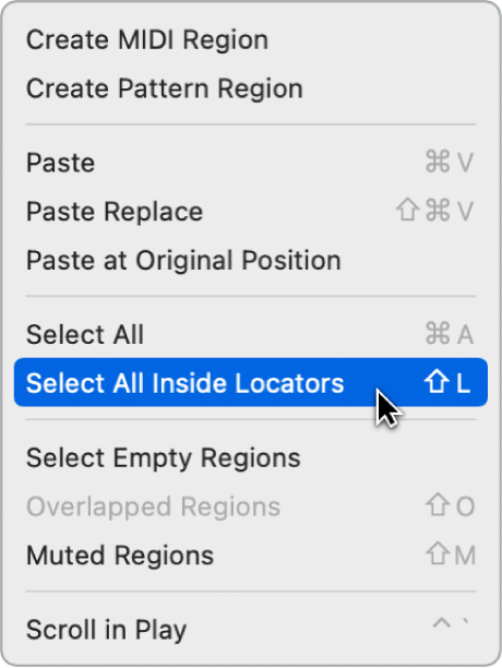 Figure. Arrange area with open shortcut menu.