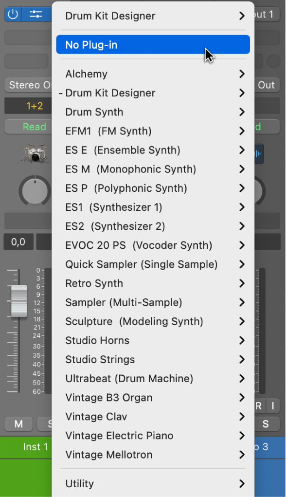 Figure. Choosing No Plug-in from the pop-up menu.