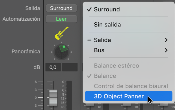 Ilustración. El control panorámico de objeto 3D” en la ranura de salida.