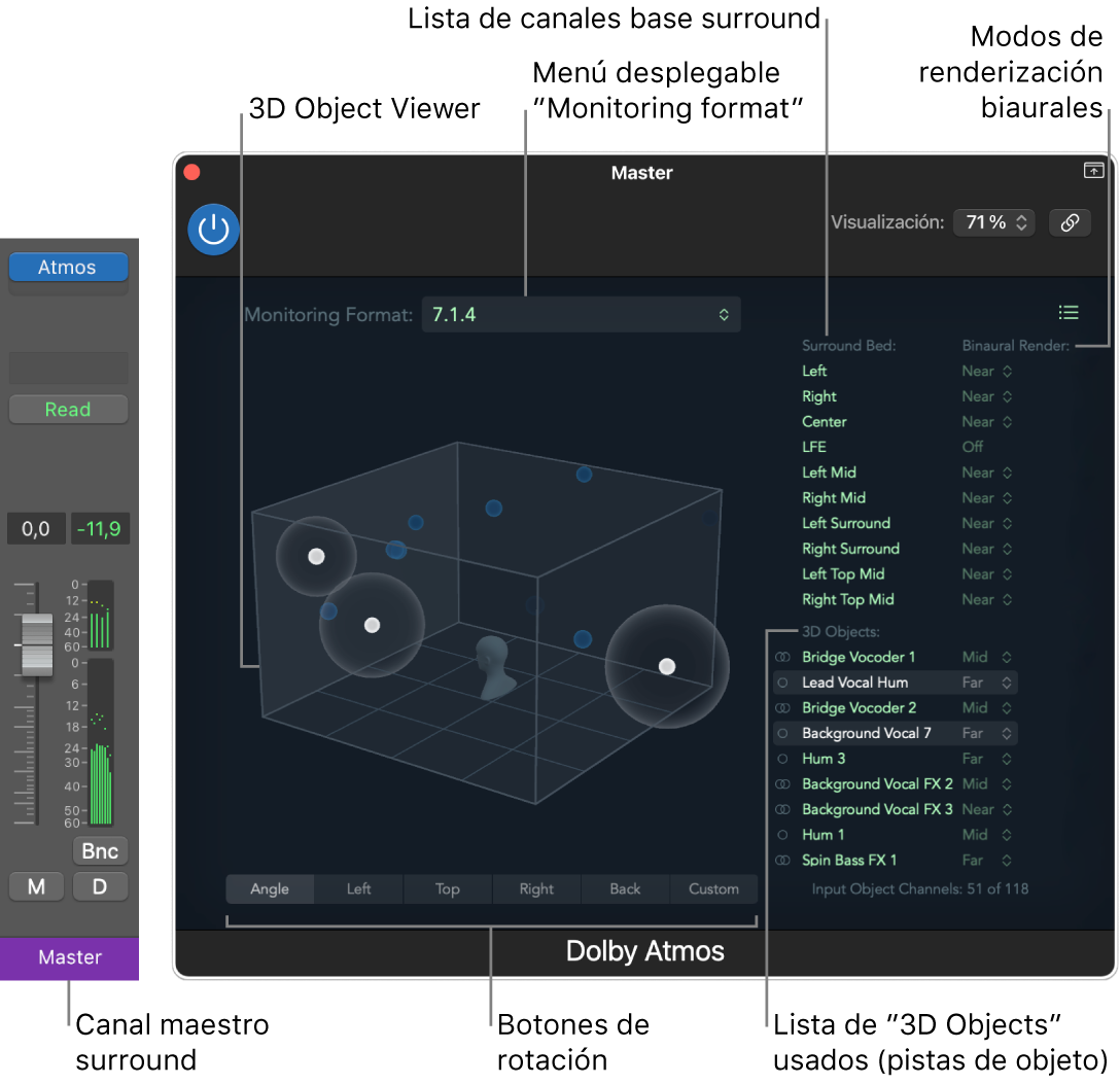 Ilustración. Ventana del módulo Dolby Atmos.