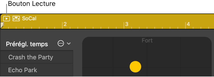 Figure. Bouton de lecture dans l’éditeur de drummer.
