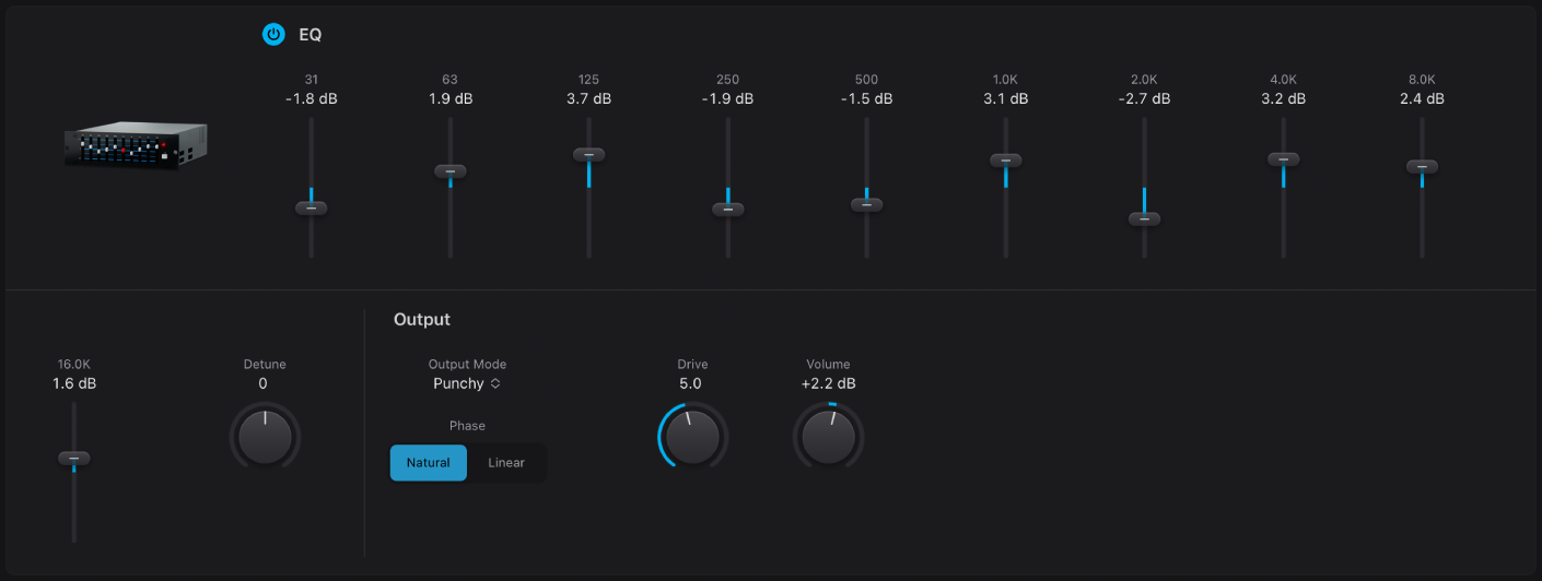 Abbildung. Equalizer-Fenster „Vintage Graphic EQ“