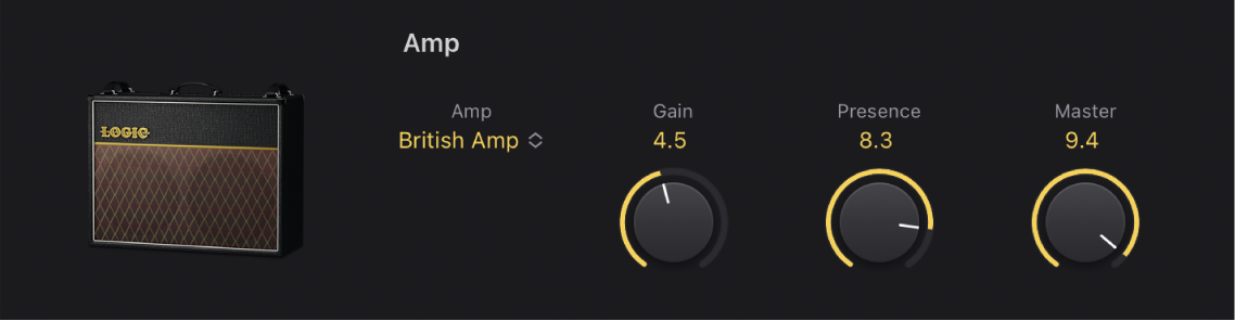 Abbildung. Amp-Modell-Parameter im Fenster „Amp Designer“