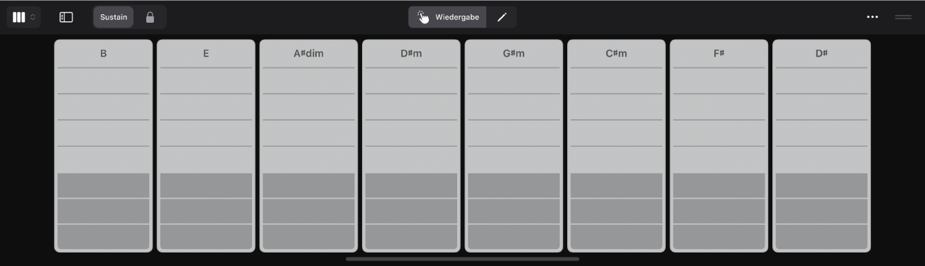 Abbildung. Die Spieloberfläche „Akkord-Strips“.