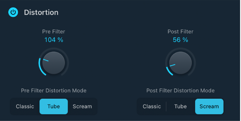 Figure. AutoFilter Distortion parameters.