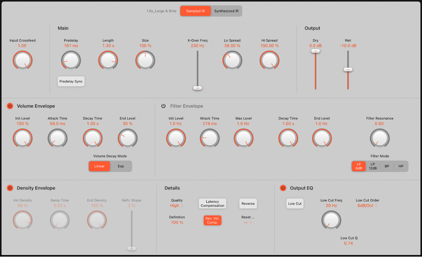 Figure. Space Designer IR parameters.