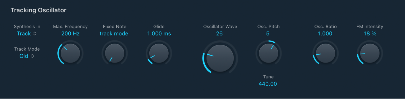 Figure. EVOC 20 TrackOscillator Tracking Oscillator parameters.