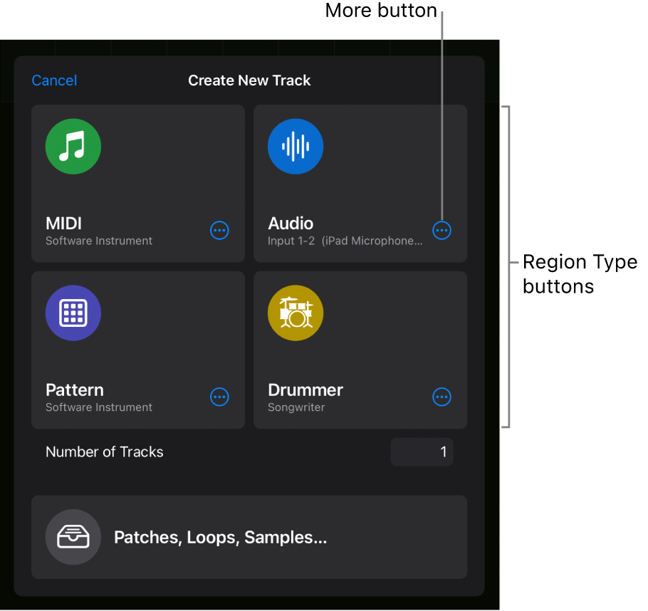 Figure. New Tracks dialog.