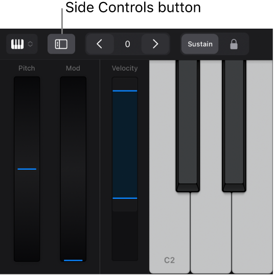 Figure. Side Controls in the Keyboard Play Surface.