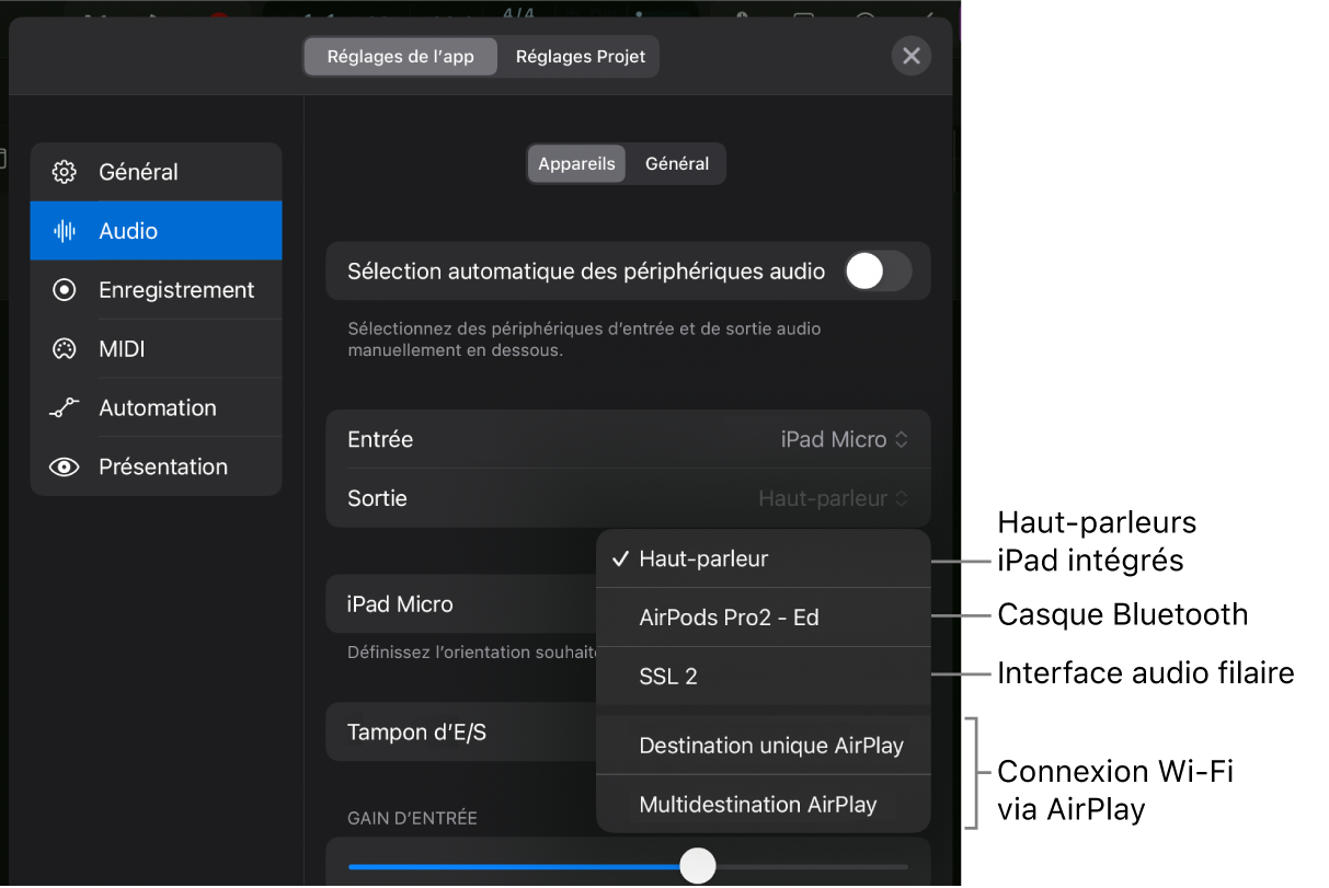 Figure. Zone de dialogue AirPlay.