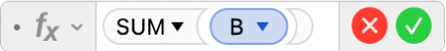 The Formula Editor showing the formula =SUM(B).