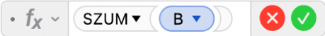 A Képletszerkesztő az =SUM(B) képlettel.